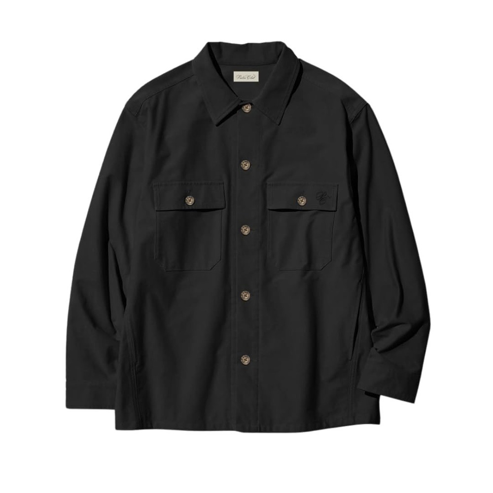 Palm Club PTC Utility Shirt Black Long Sleeve Button Up Pocket Overshirt Small